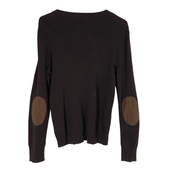 Ralph Lauren Brown Knit Sweater w/Microfiber Elbow Patches & button Accents - Picture 2 of 7